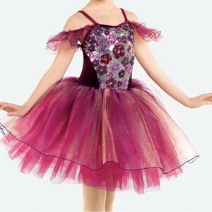 Glittering Floral Kids Dance Costume